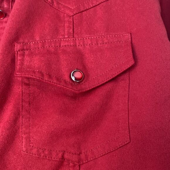 GNW Red Western Style Suede Feel Button Up Top Size XL - Picture 4 of 7